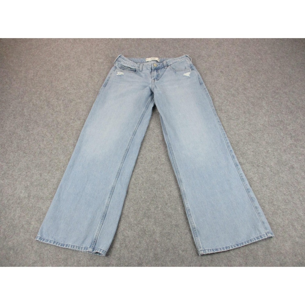 Hollister Jeans Womens 6 R Blue Wide Leg Low Rise Baggy Light Wash Relaxed Denim
